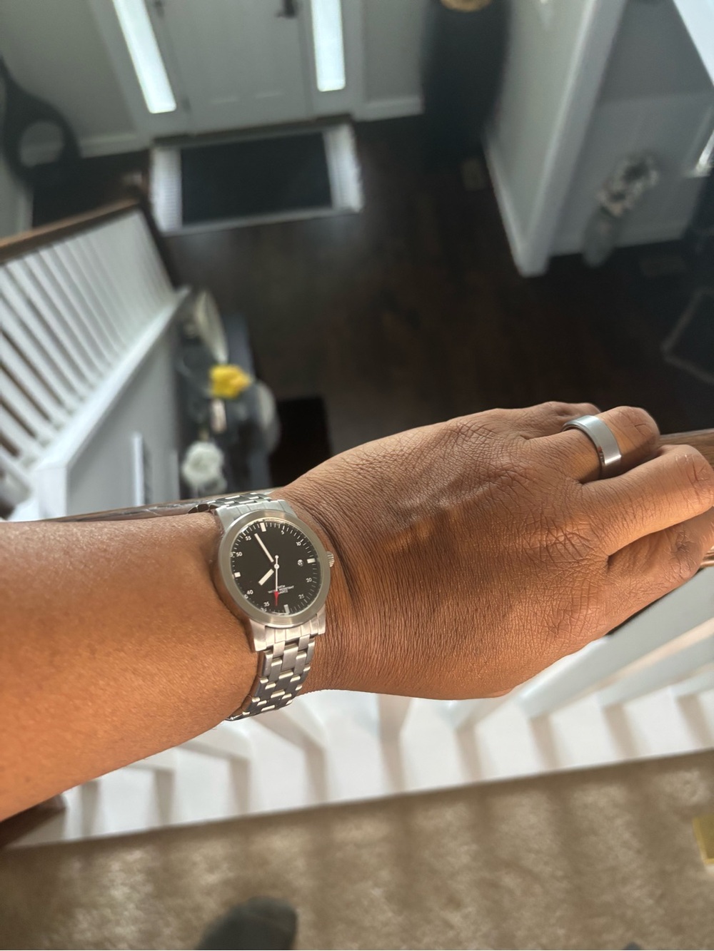 Stainless Steel Quartz Wristwatch - Black Dial, Silver Bracelet